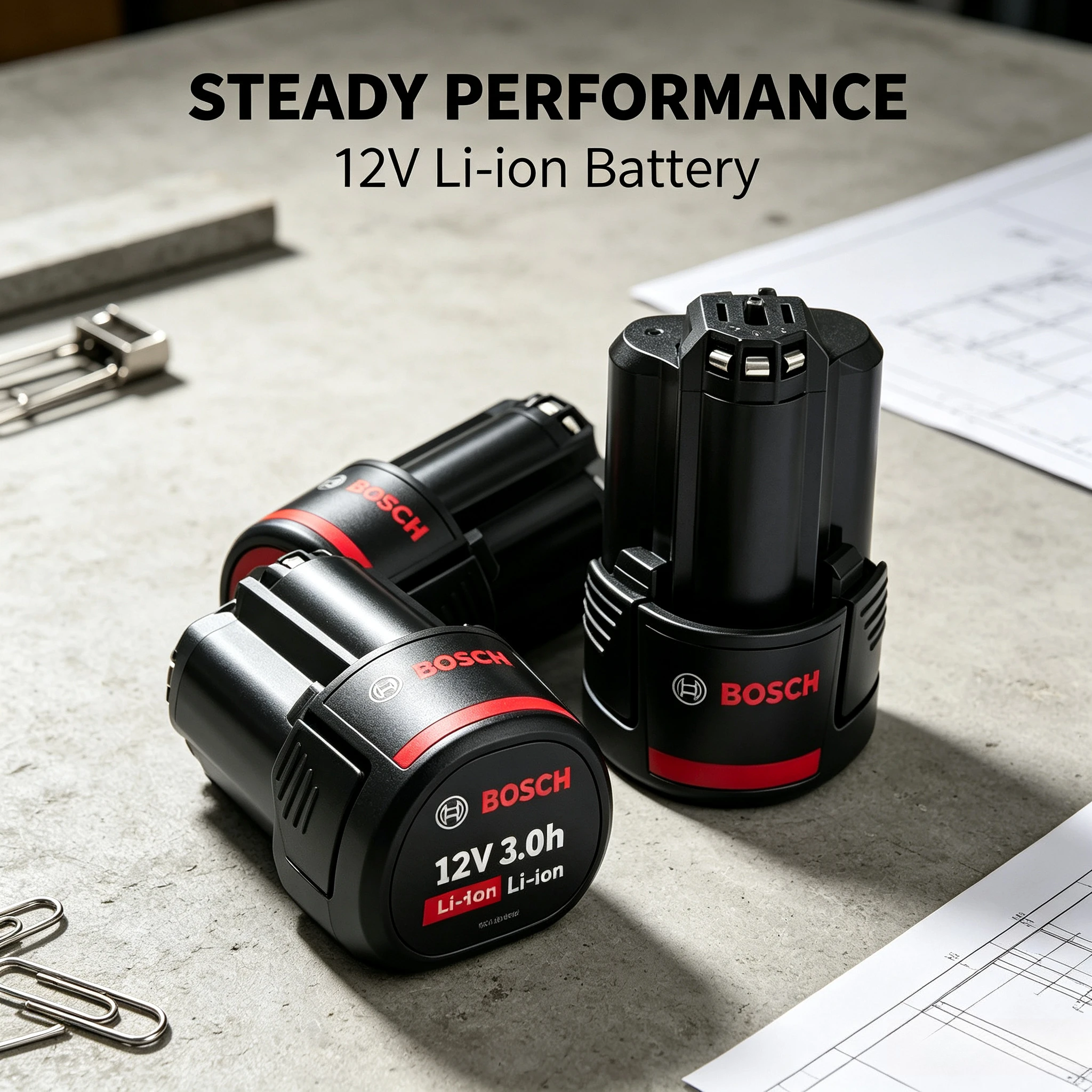 Original Bosch 12V 3.0Ah High‑Density Battery, Compatible BAT411A BAT412A BAT413 for Cordless Angle Grinder Flashlight Drill