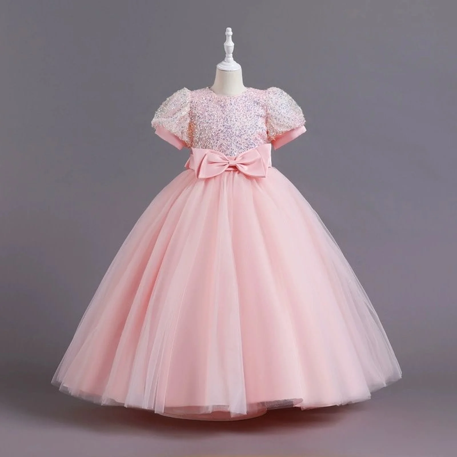 

Fashion Solid Girls Sequin Dress Lace Long Sleeve Kids Dresses for Girls Spring Autumn Children Girls Party Dresses 2025