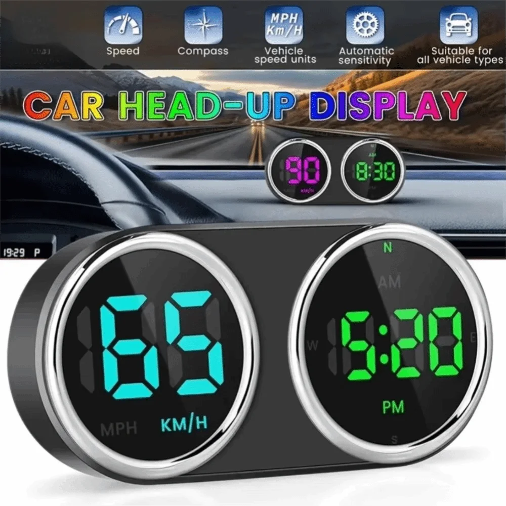7 Color Switching Head-Up Display Big Font Over-speed Alarm HUD Digital Speedometer KMH ABS HUD Speed Display Car Accessories