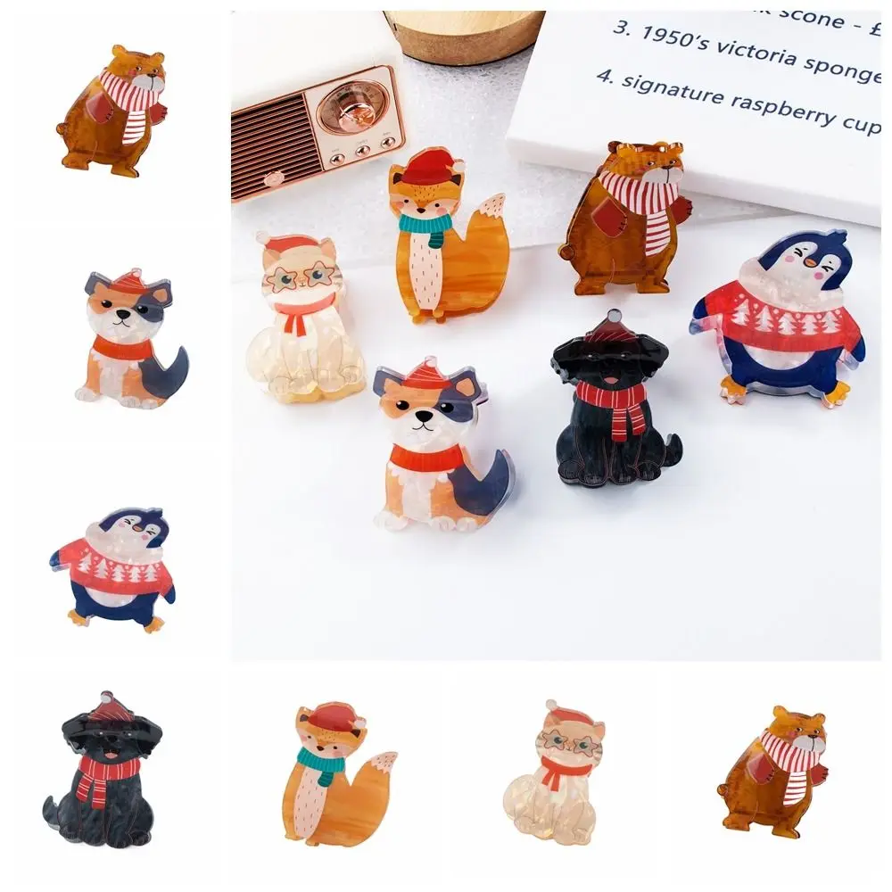 Puppy Animal Dog Hair Claw Christmas Hat Hair Clip Bear Cat Hair Clip Grab Clip Penguin Christmas Shark Clip Autumn Winter