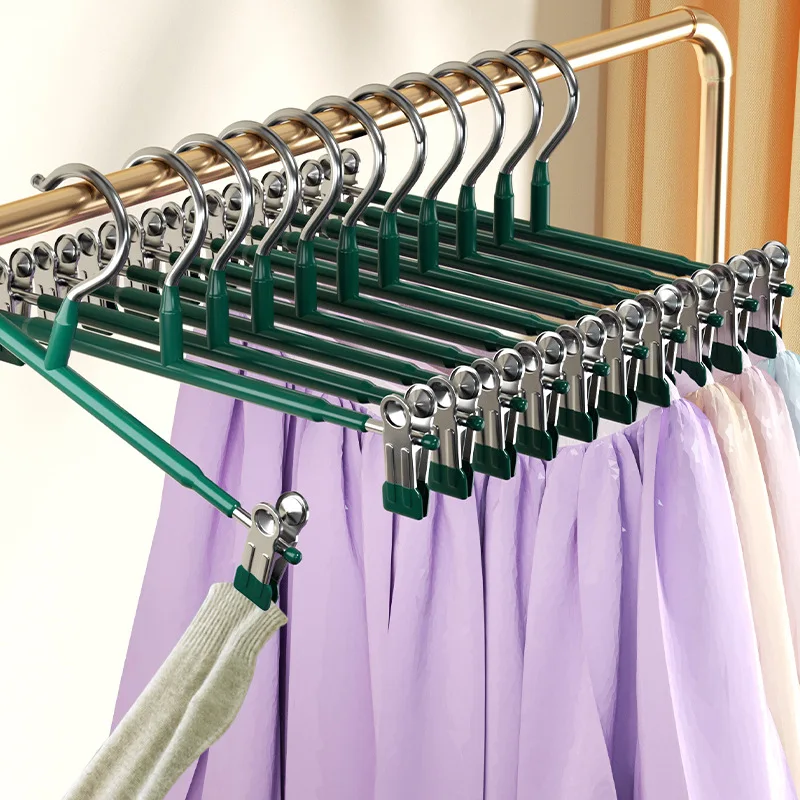 Pant rack suit pants clip household drying windproof no trace hanging pants hanger special multi-functional skirt non-slip hange