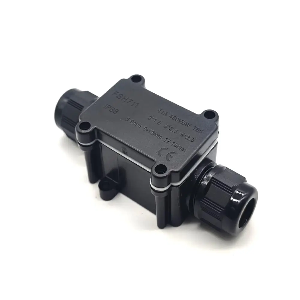Two-Way FSH711 Outdoor IP68 Waterproof Junction Box Street Lights A2 Set (5-9Mm Sealing Ring PA10 Terminals + Screws)