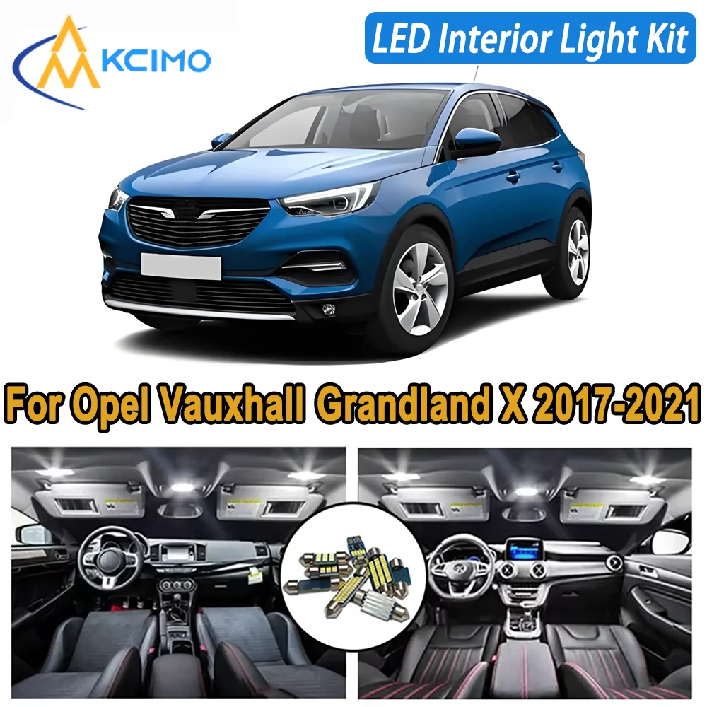 

KCIMO For Opel Vauxhall Grandland X 2017 2018 2019 2020 2021 Premium Bright LED Interior Dome Map Trunk Light Kit Car Led Lamps