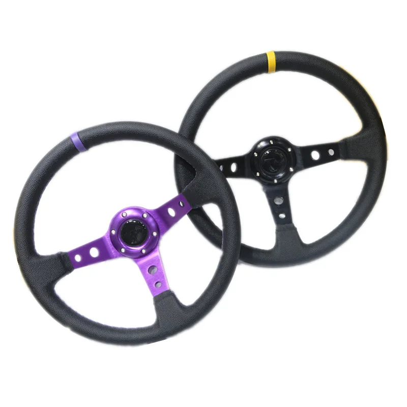 

Universal 14 Inch 350mm Suede Car Racing Steering Wheels Deep Corn Drifting Sport Steering Wheel Horn Button with Logo 3 Color