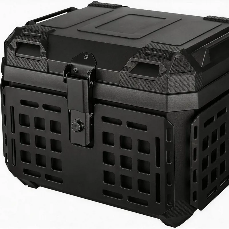 45LMultifunctional armored black motorcycle aluminum alloy tail box, scooter tail box, electric vehicle trunk storage box
