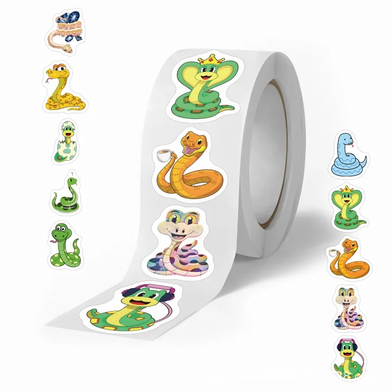 Autocollants décoratifs serpent de personnalité de dessin animé, 500 pièces, Doodle créatif