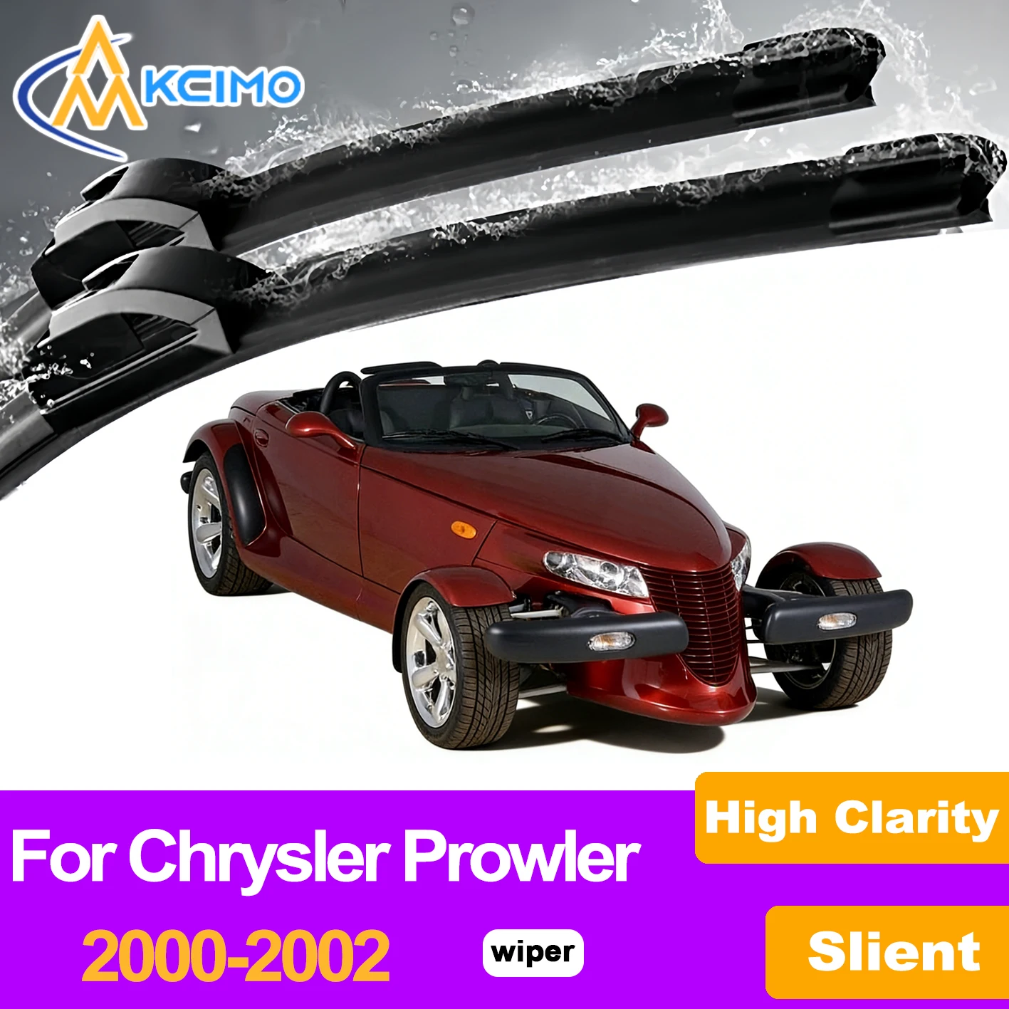 

KCIMO 2PCS Front Windshield Wiper Blades For Chrysler Prowler 2000-2002, HD Clear Vision Anti-Streak Natural Rubber Refill