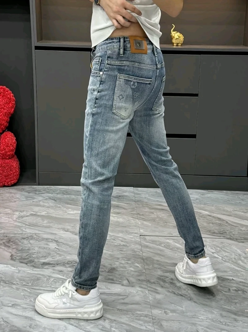 

Мужские джинсы в стиле кэжуал для бизнеса, весна-осень, новинка, премиум-качество, модные, универсальные, со средней посадкой, облегающие, стандартная модель