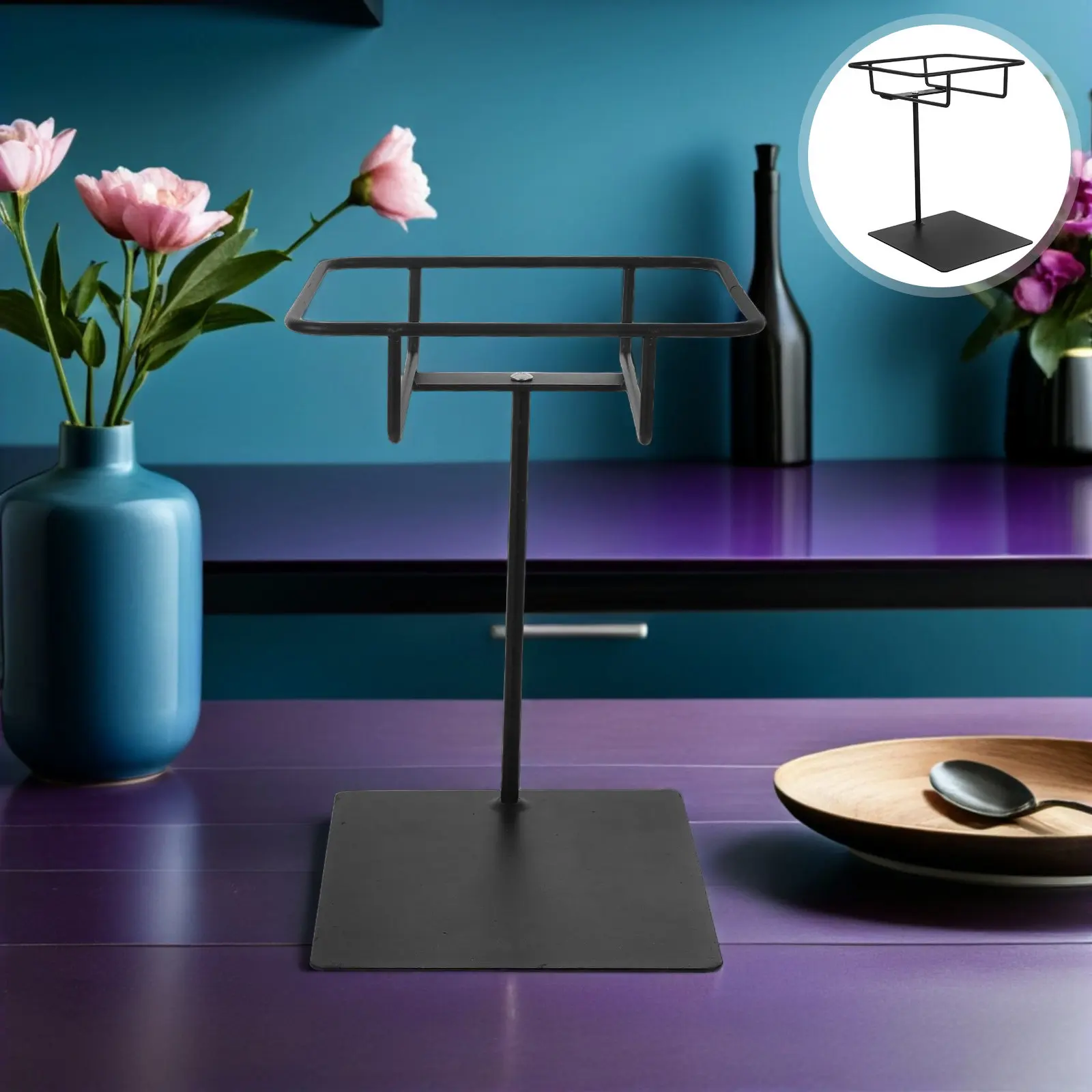 

Food Service Sample Display Stand Metal Food Tasting Pedestal Riser Bread Fruit Snack Display Supermarket Bakery Stable Easy