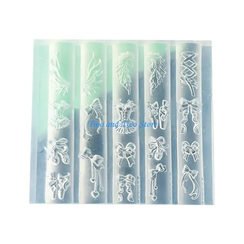 

HX6F Art Moulds Silicone Template Designing Tool Bowknot Theme Silicone Handmade Molds for Manicure Creation