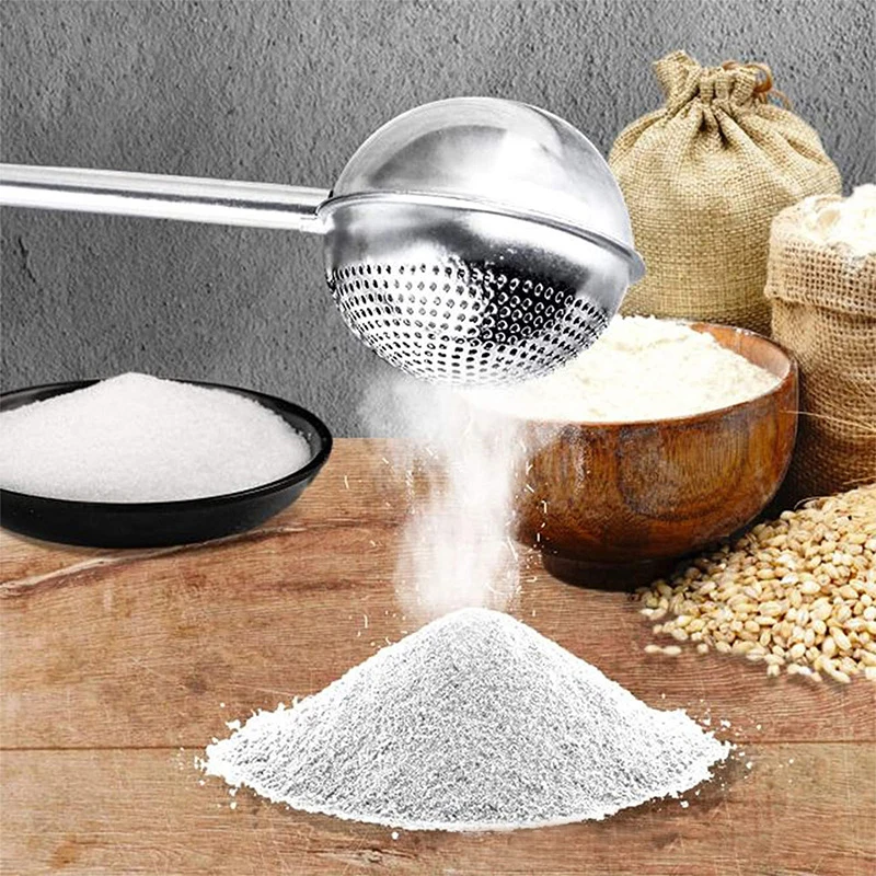 304 Stainless Steel Flour Powder Filter Spoon Baker Dusting Wand For Sugar Flour Spices Flour Sugar Powder Spoon Kitchen Tools