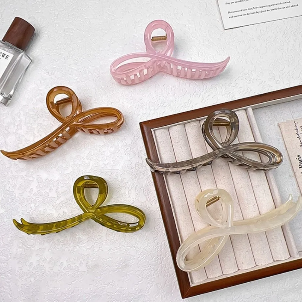 Diadema trasera elegante de Color gelatina, pinzas para el pelo, adorno de lazo, tocado con abrazadera de tiburón para mujer