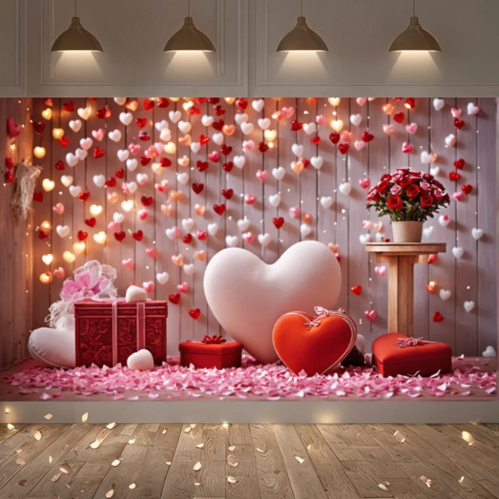 Alles Gute zum Valentinstag Banner Ballon Liebe Herz Blumen Fotografie Hintergrund Romantische Hochzeit Porträt Hintergrund Party Dekor