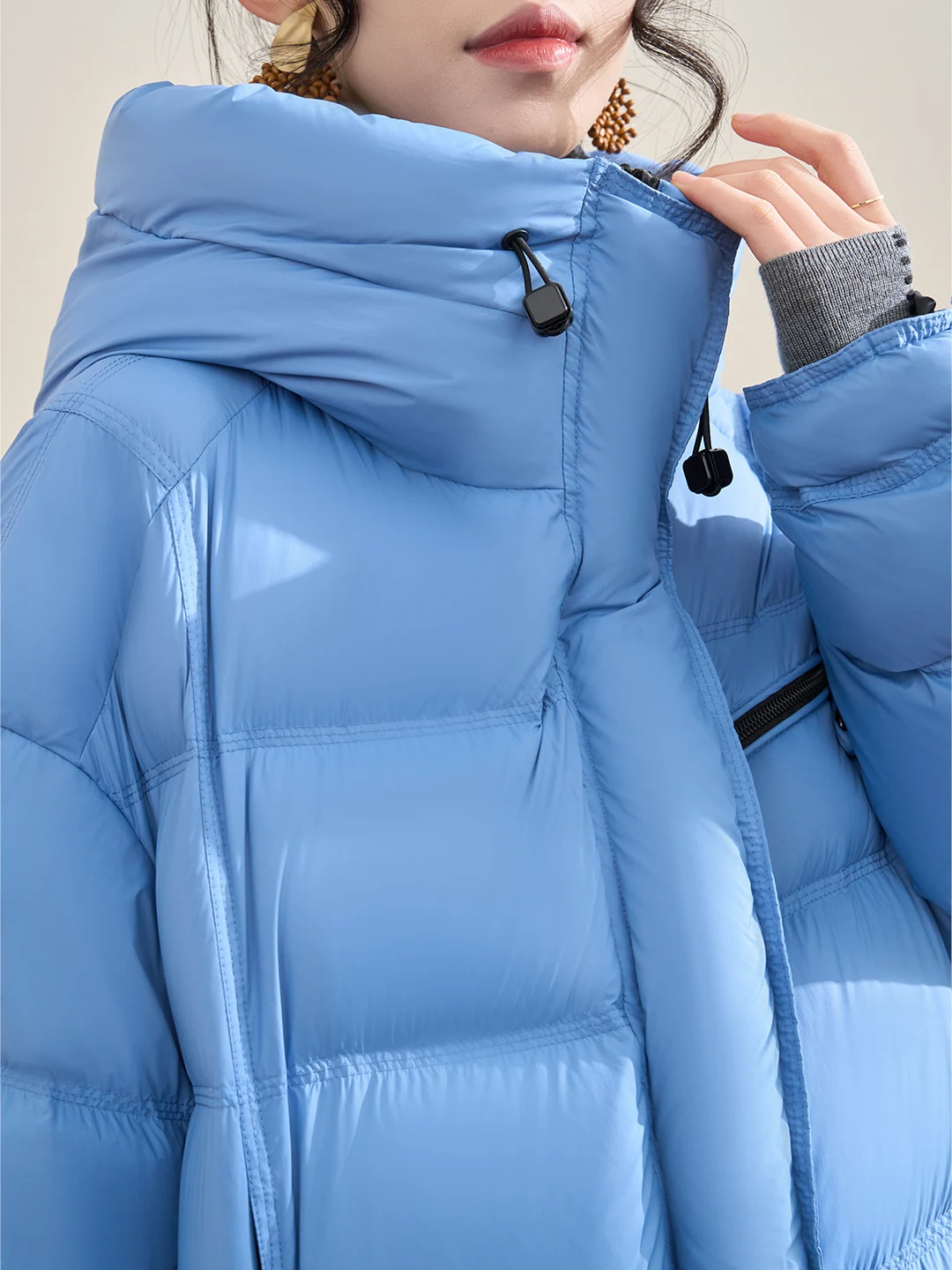 

Flowing Era Blue 90 White Duck down Puffer Jacket Women's Short Bread Style Coat Korean Design Loose Fit Warm Polyester Fiber