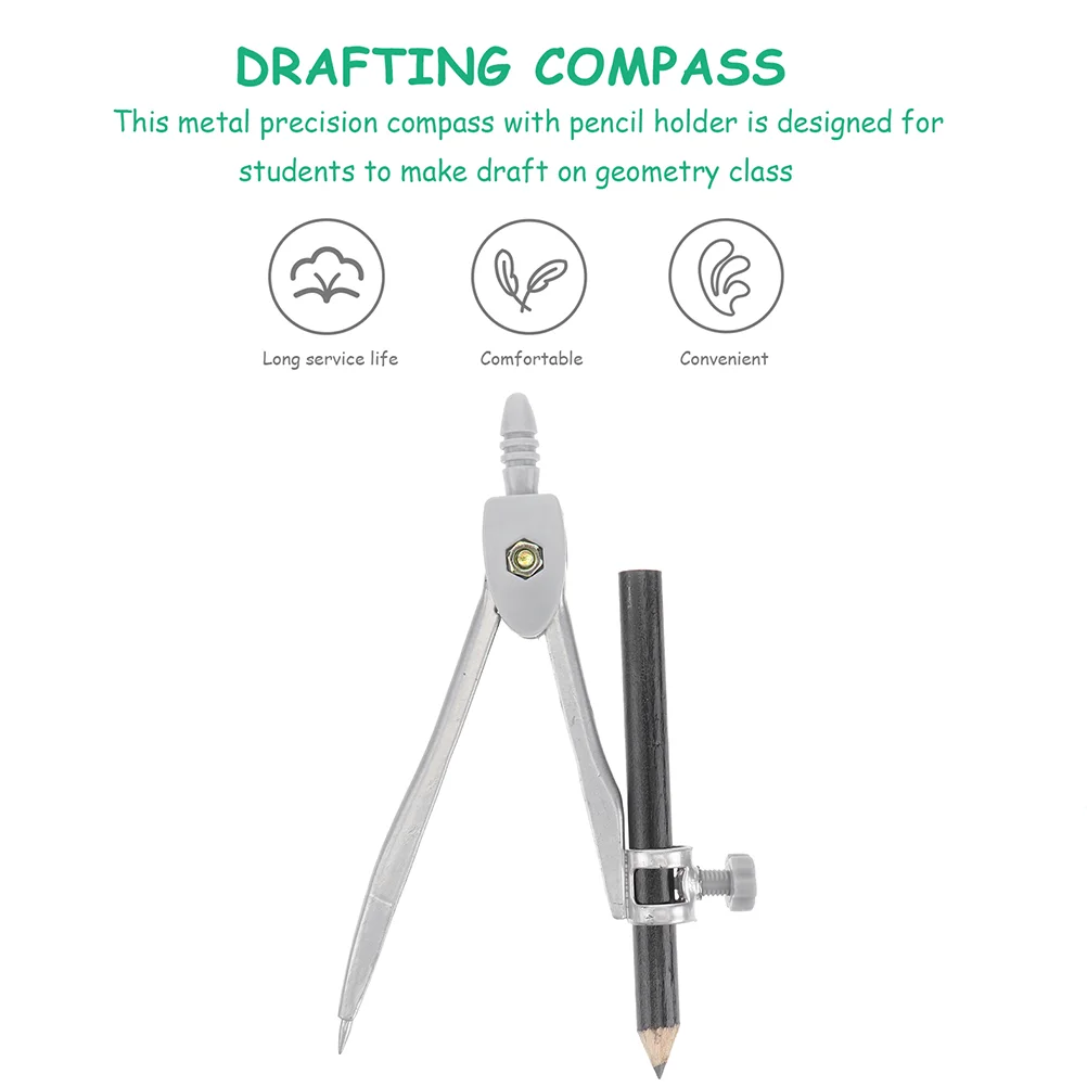 5 Pcs Drawing Compasses Drafting for Geometry Template Practical Math Metal Tools Kit