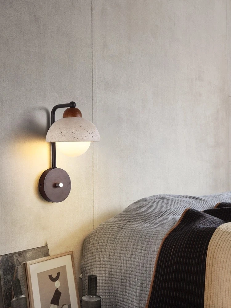 

Bedroom bedside wall light with built-in switch Wabi Sabi style living room corridor background wall light homestay hotel