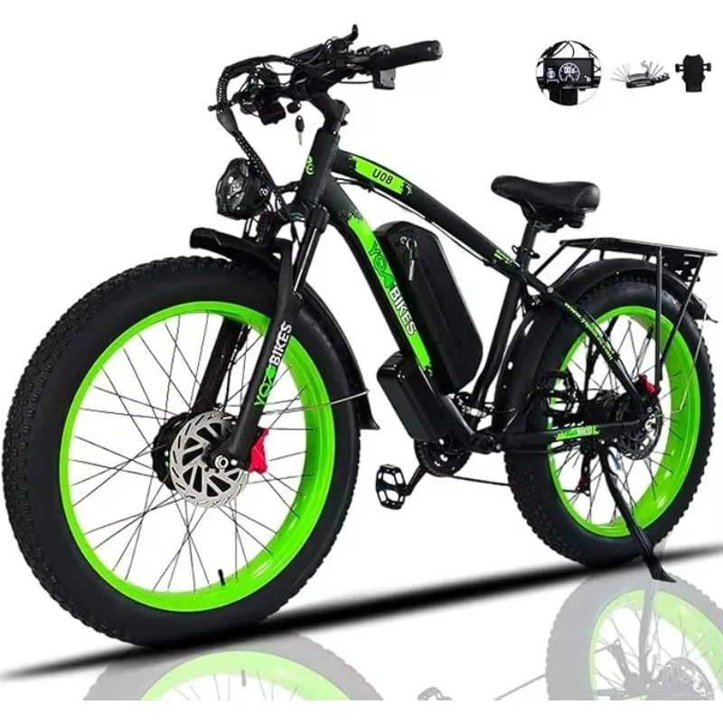 

Fast Speed 2000W Electric Bike 35-37Mph Dual Motor Ebike Adult 26inch Dirt Fatbike Mountain Two Seat Fat Tire Electric Bicycle