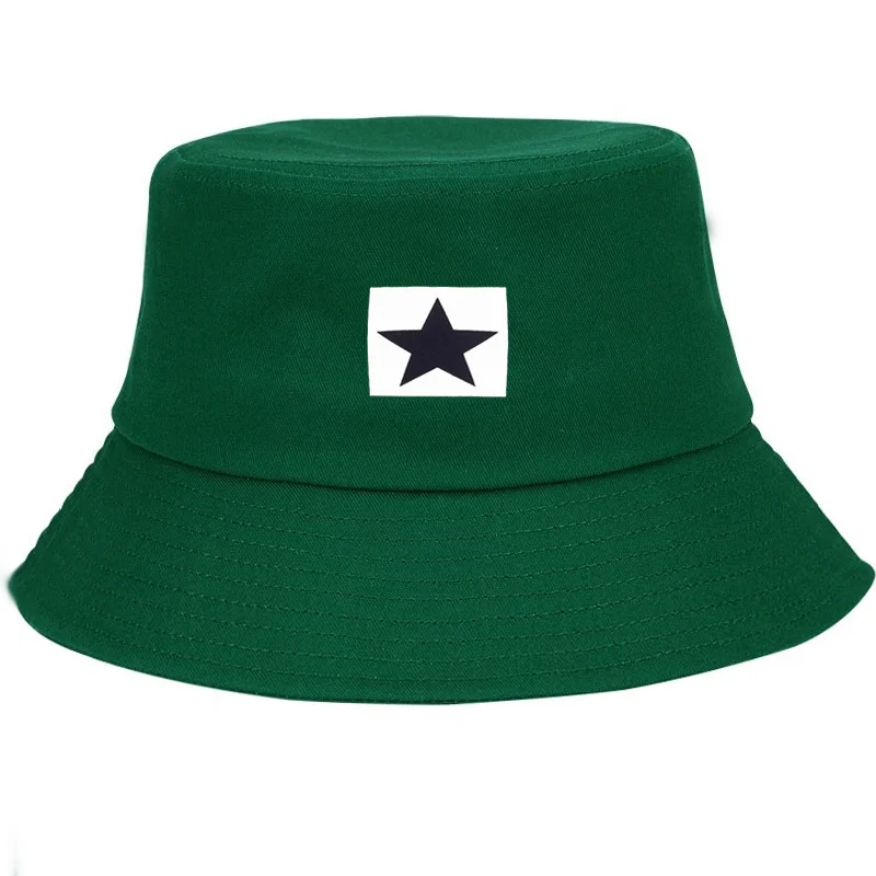 قبعة دلو قطنية مطبوعة بنجوم خماسية للرجال والنساء قبعة صيد السمك قابلة للتعديل في الهواء الطلق كاجوال ملابس يومية عصرية #5