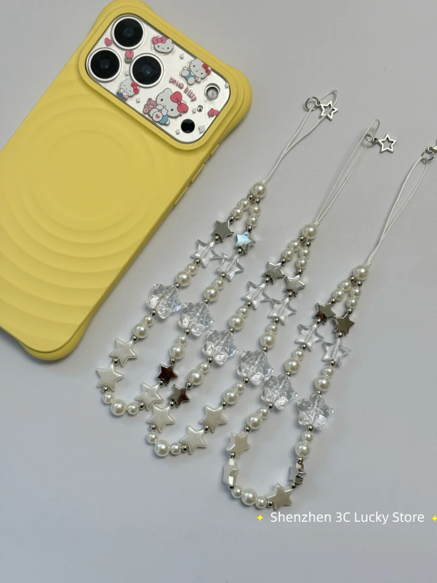 

Bow Star Pearl Beaded Phone Chain Hanging Cord For CCD Charms Strap Handmade Mobile Lanyard Universal Accessories Jewelry Gift