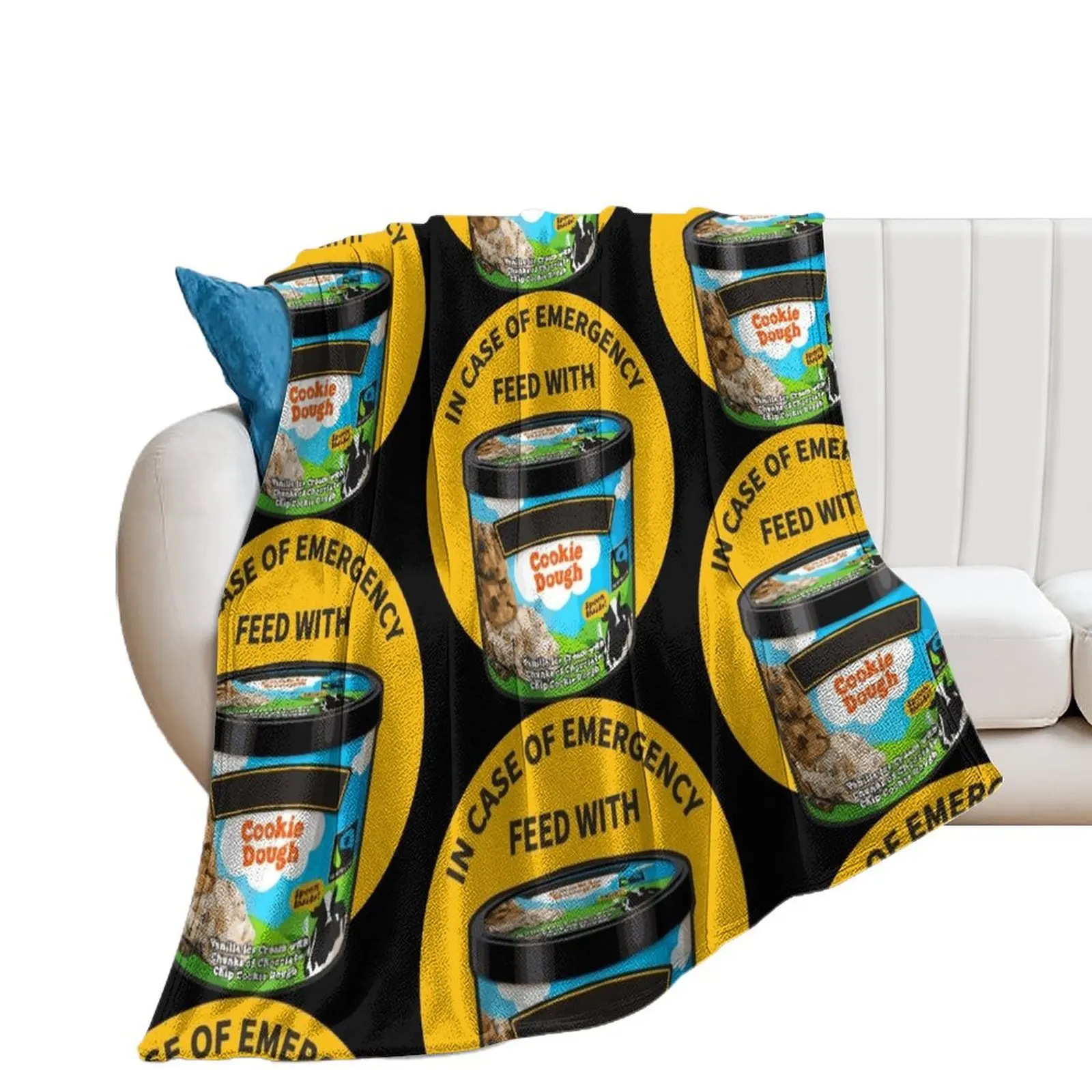 In Case Of Emergency Feed With Ice Cream Throw Blanket Thermals For Travel Flannel Fabric Kid'S Blankets For Baby Blankets