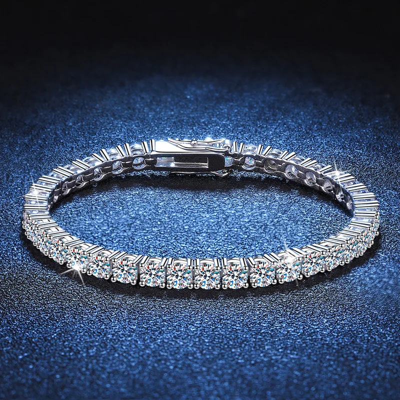 

18K gold D color VVS diamond set bracelet plated PT950 platinum bracelet full row of tennis moissanite jewelry for men and women