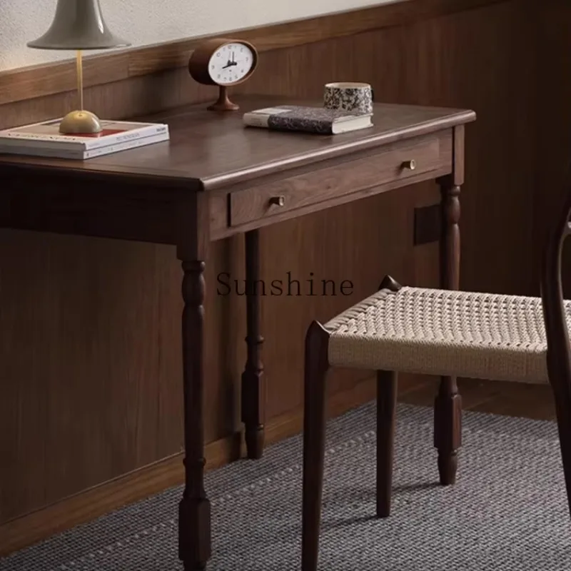 

North American black walnut retro learning to write against the wall computer office desk Nordic modern light luxury home FT