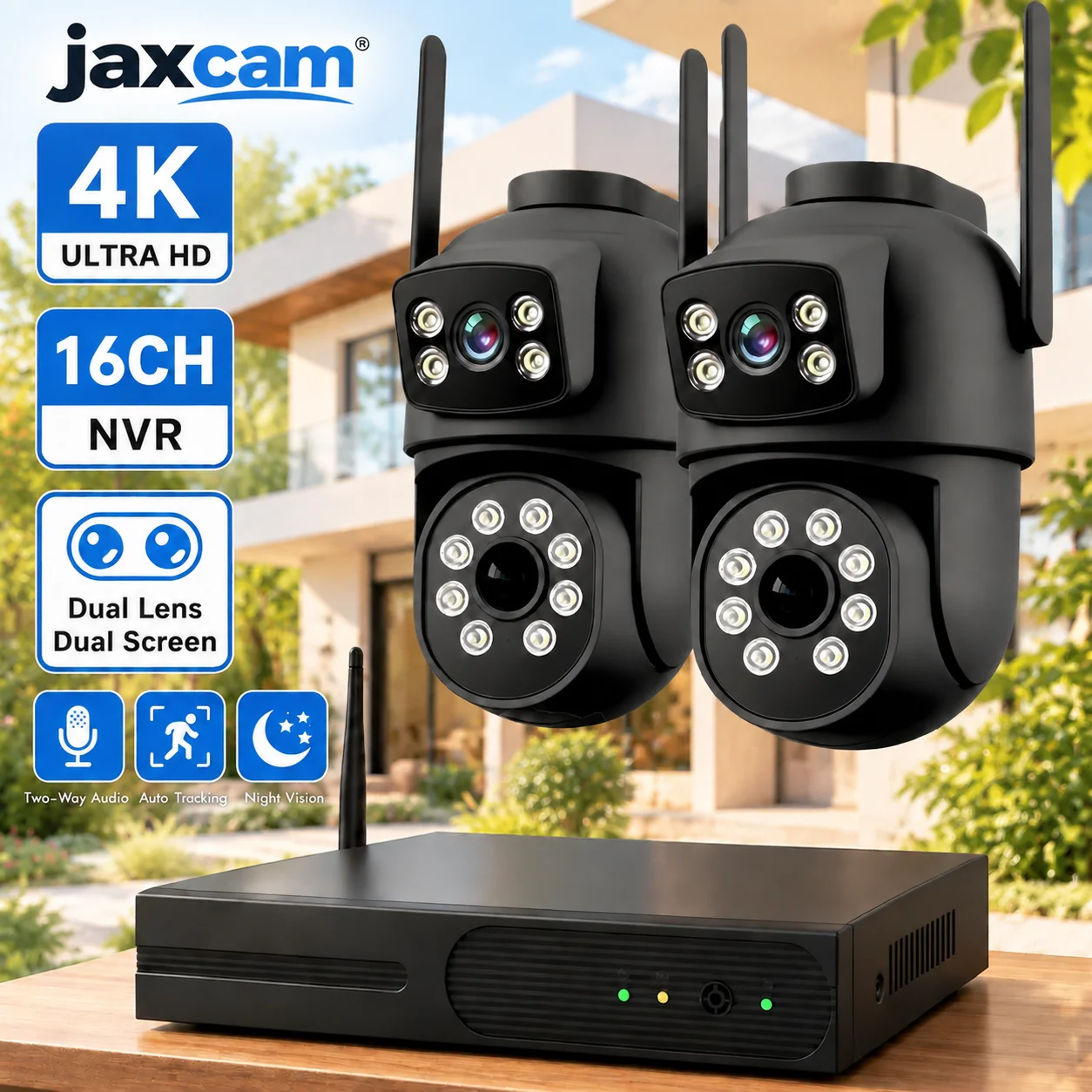 8MP 4K 16CH WIFI NVR System CCTV Surveillance Kit Auto Tracking P2P Color Night Vision PTZ IP Cameras Security EseeCloud System
