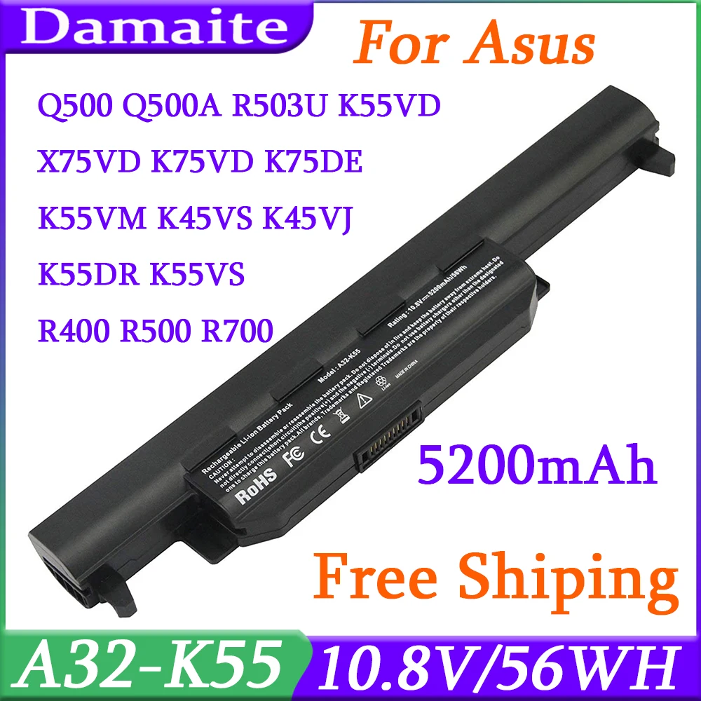 A32-K55 A42-K55 Battery for ASUS X45 X45A X45C X45V X45U X55 X55A X55C X55U X55V X75 X75A X75V X75VD U57 U57A U57VD R500 R700