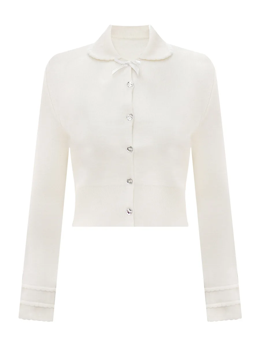 

Seoul Lovers Knitted Set with Doll Collar in Rose Pink And White Two Tone Sweet Sle Winter Faion Women's Clothing