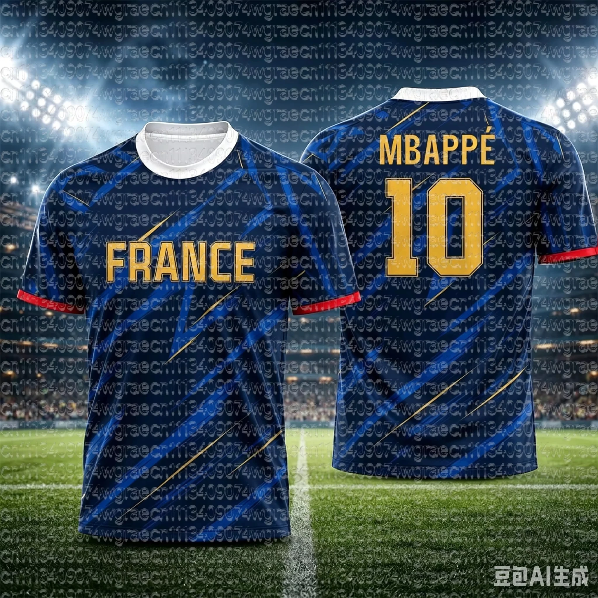 2026 Popular France Team Flag Print Soccer Jersey NO10 Mbappé Men's and Women's Quick-Dry Sports T-Shirt Football Fan Sports Top