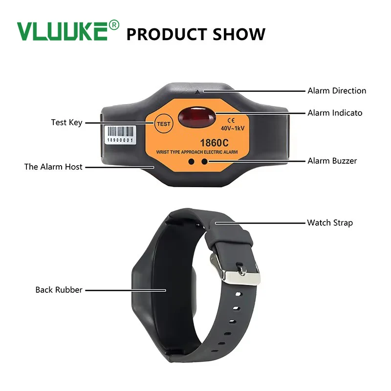VLUUKE VKCR1860C Electronic High Accuracy IP67 Protection Aluminum Alloy H/L Voltage Wrist Alarm Insulation Resistance Tester