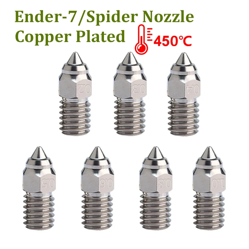 Buse plaquée cuivre Ender 7, 4 pièces de haute qualité, pièces d'imprimante 3D, filetage M6, buse haute vitesse pour Ender-7 Spider Ender-3 V2