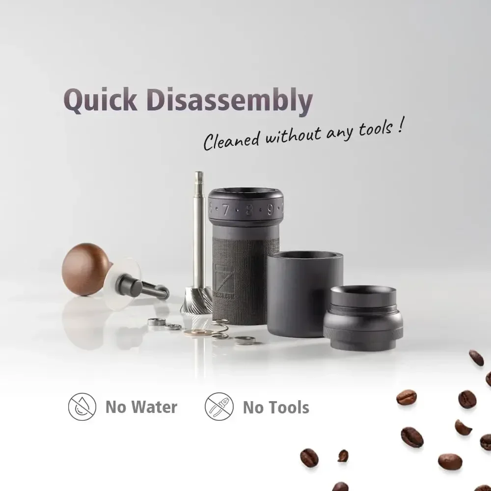 Manual Coffee Grinder Iron Gray with Carrying Case, Assembly Consistency Grind Stainless Steel Conical Burr, Fo