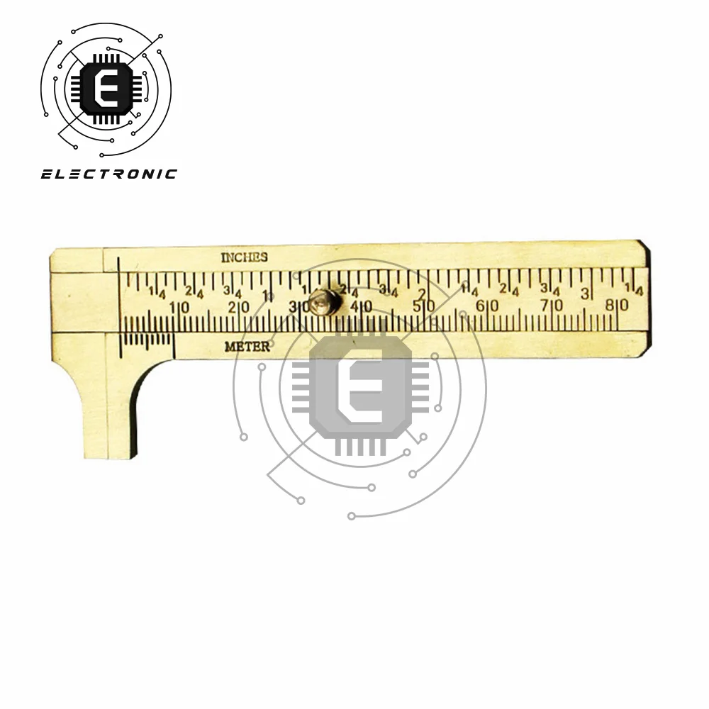 1PCS 80mm High quality Mini Brass Caliper Pure Copper Vernier Dual-scale Measuring Ruler Portable Retro Copper Ruler