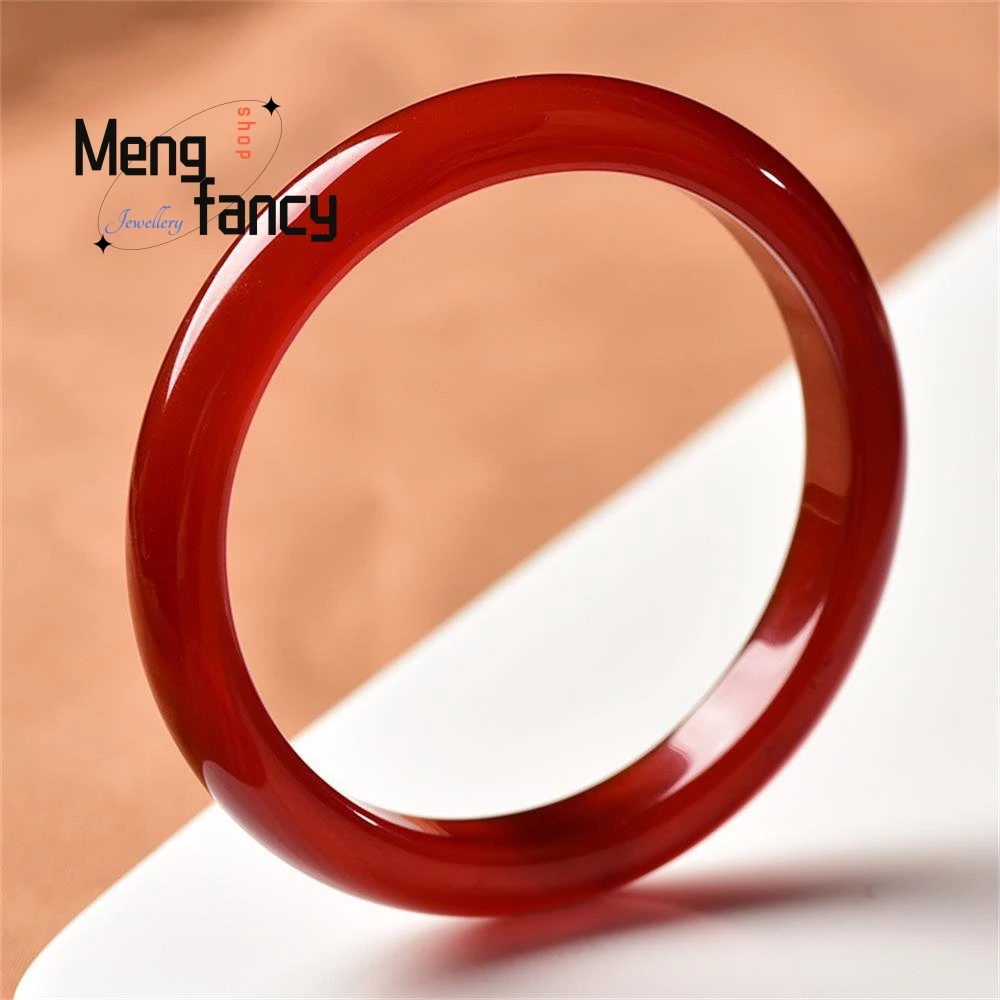 

Natural Pure Red Agate Ice-transparent White Chalcedony Jade Bracelet Sexy Young Girls Fashion Jewelry High-grade Holiday Gifts