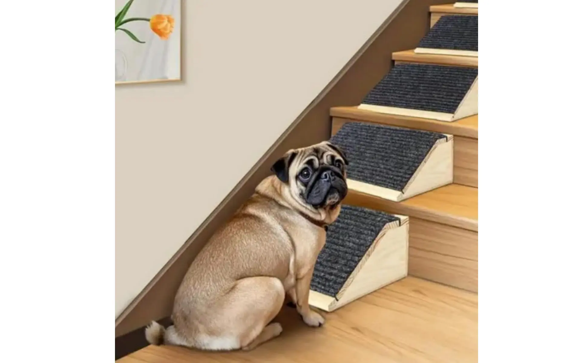 Wooden Pet Step Ramp Joint Protection Anti-Slip Dog Stair Single Step Pet Ramp Strong Wood Construction for Elderly Animals