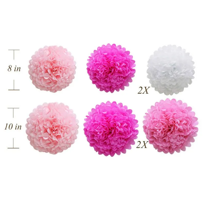 Wedding Valentine Party Favor Gold Pink Set DIY Hanging Paper Tassel Folding Fan Tissue Pompom White Baby Girl Boy Baptism Decor