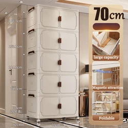 5 Tiers Pack Stackable Storage Bins with Doors- Collapsible Containers with Wheels- Dustproof & Waterproof- Home Organizer