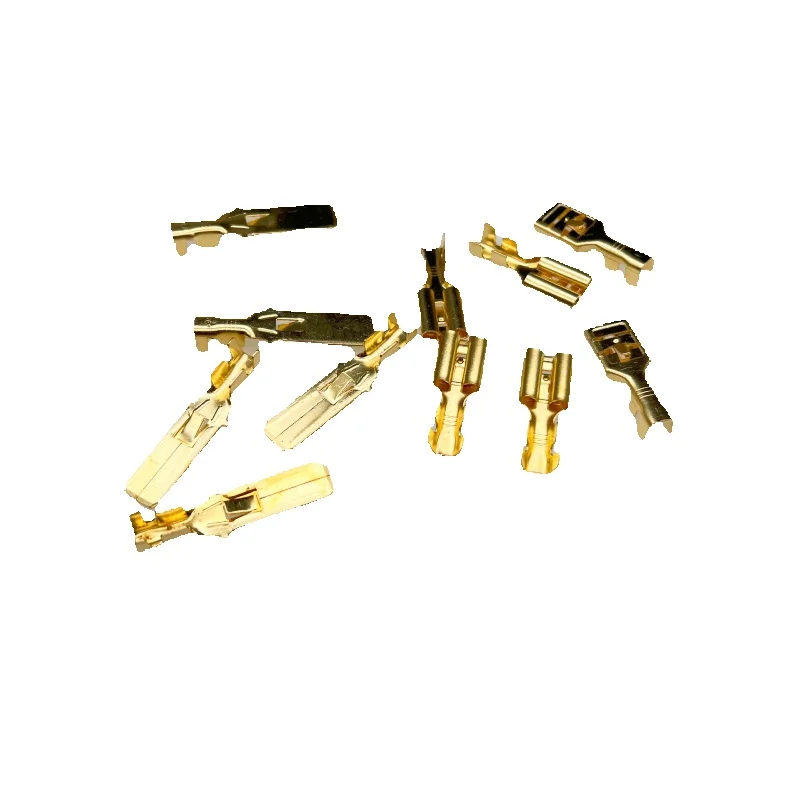 10pcs 9.5mm Spring Cold Pressing Plug Terminal, Flat Barbed Electrical Connector for 4-6mm² Wire Connection