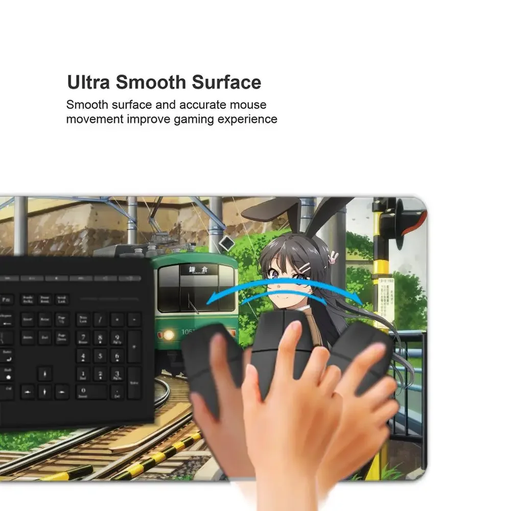 Sakurajima Mai Bunny Girl لوحة ماوس كوميدية لعبة الكمبيوتر المحمول تلعب حصيرة اضافية كبيرة Kawaii أنيمي عدم الانزلاق ماوس ملحقات ألعاب الكمبيوتر