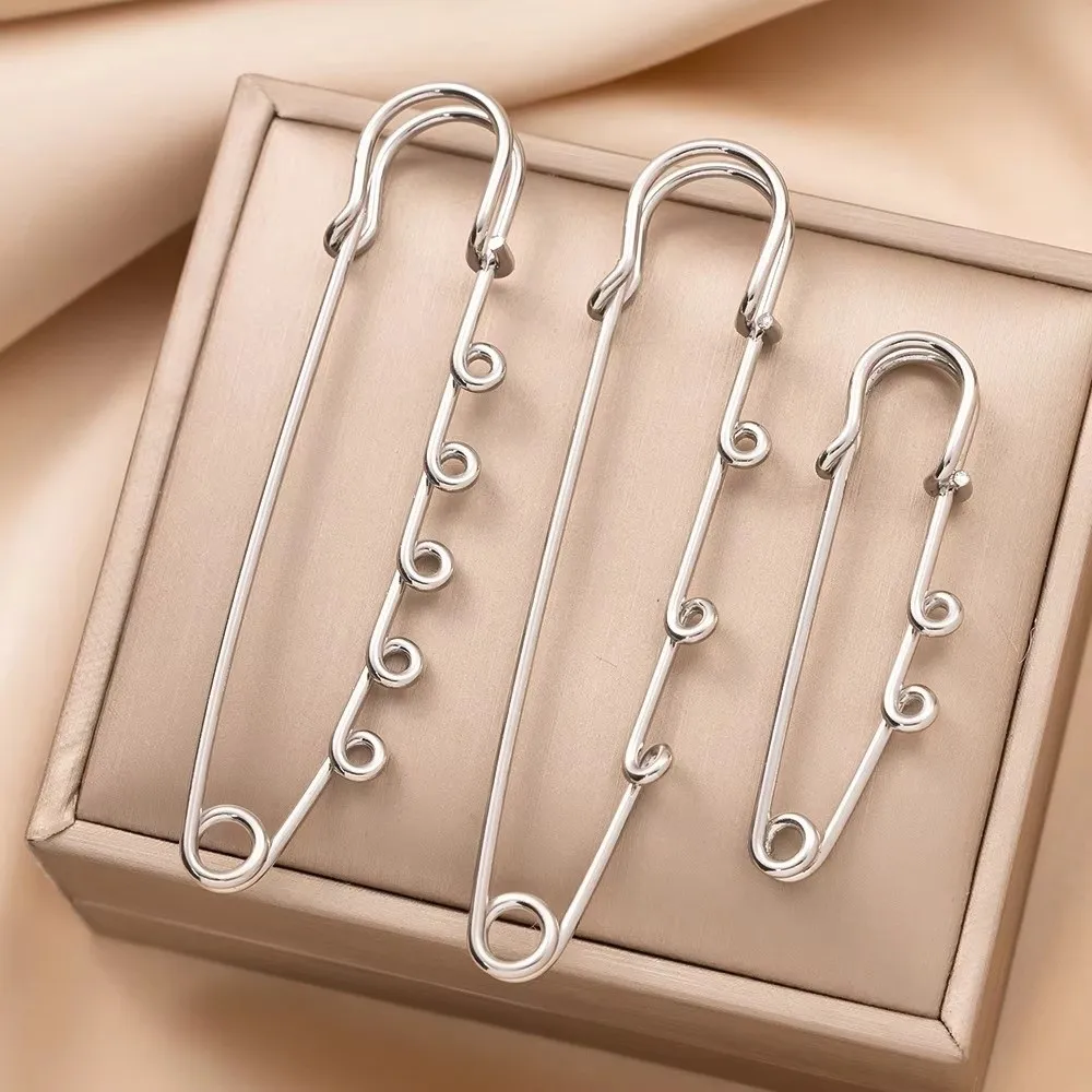 Silver Safety Brooch Pins DIY Charms Multi Holes Connectors Brooch With Holes Findings Accessories Brooches Dress Decoration view 4