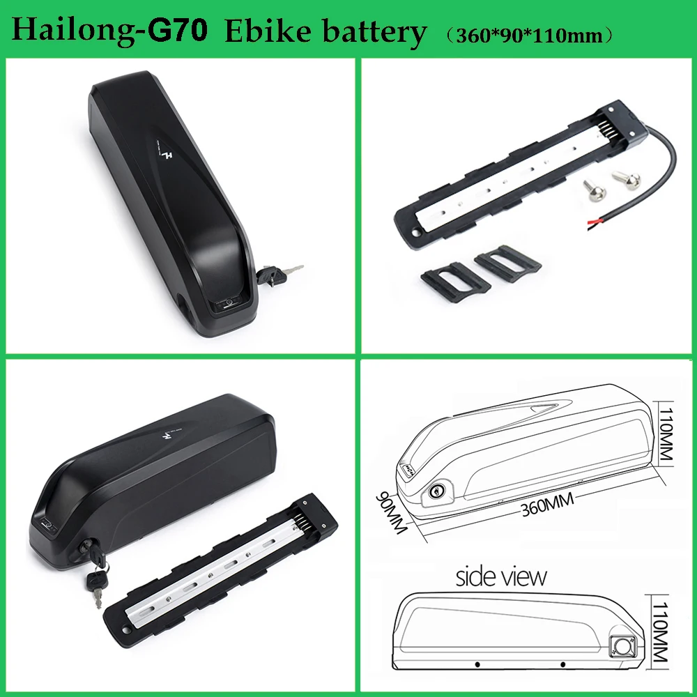 21700 Hailong G56 G70 EBike Battery 48V 19.2Ah 36V 24Ah 52V 14.4Ah Electric Bicycle Battery for Bafang250W 500W 750W 1000W 1500W