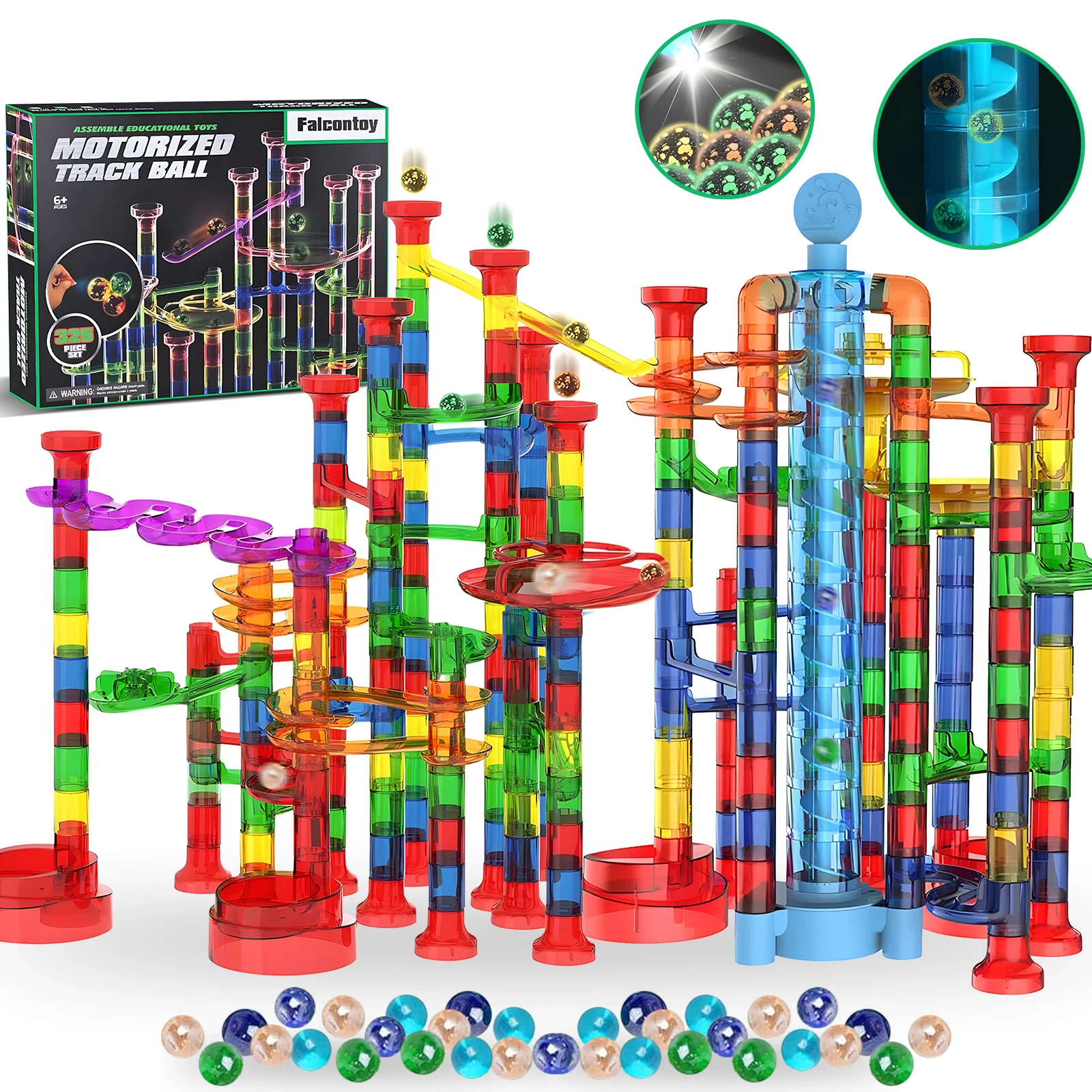 

Glowing Marble Run for Kids Motorized Elevator Marble Maze Toy with Glow in The Dark Marbles Pcs Set Building Blocks for Boys Girls Best Birthday Gifts for Kids