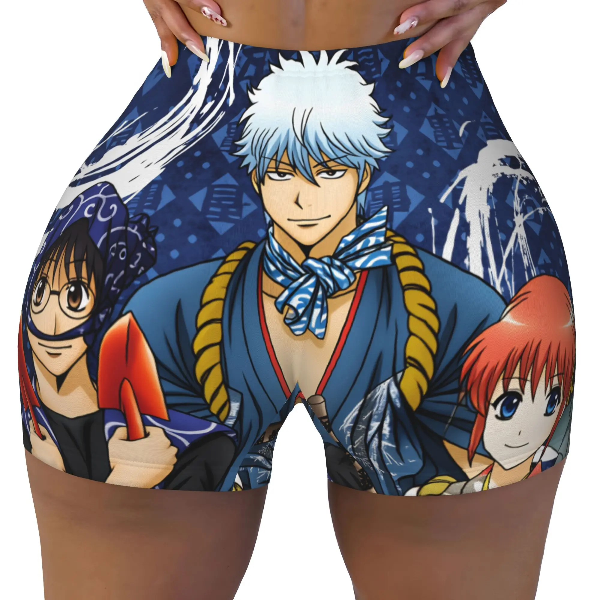 Gintoki Sakata Gintama Kagura Workout Shorts Women Shinpachi Shimura Gym Running Biker Yoga Shorts