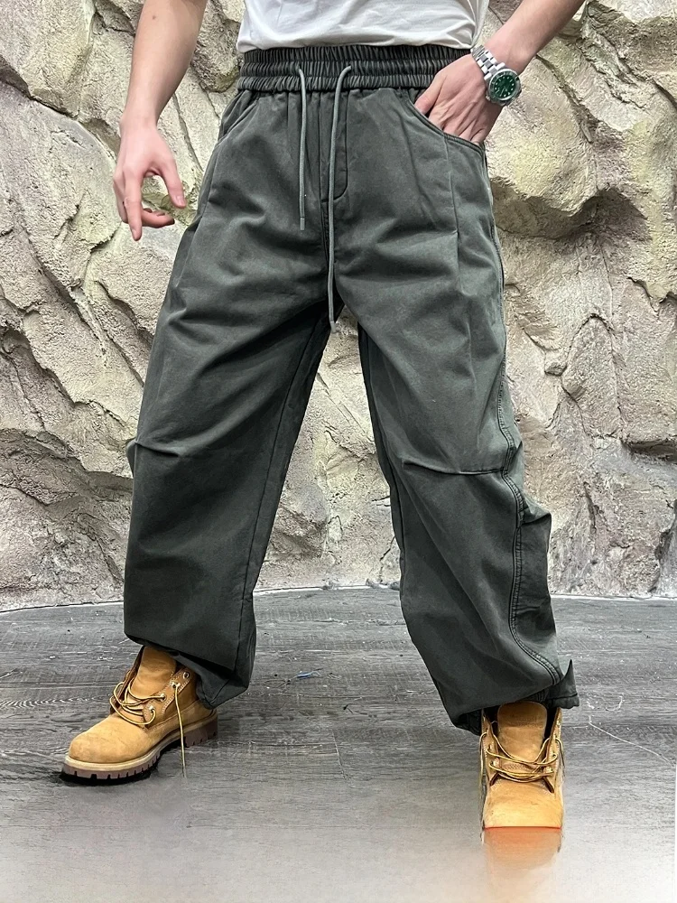 

Thermal Fce Lined Thiened 3D Tailored Men's Work Trousers Autumn Winter Straight Leg Cotton Pants Retro Sle Casual Pants