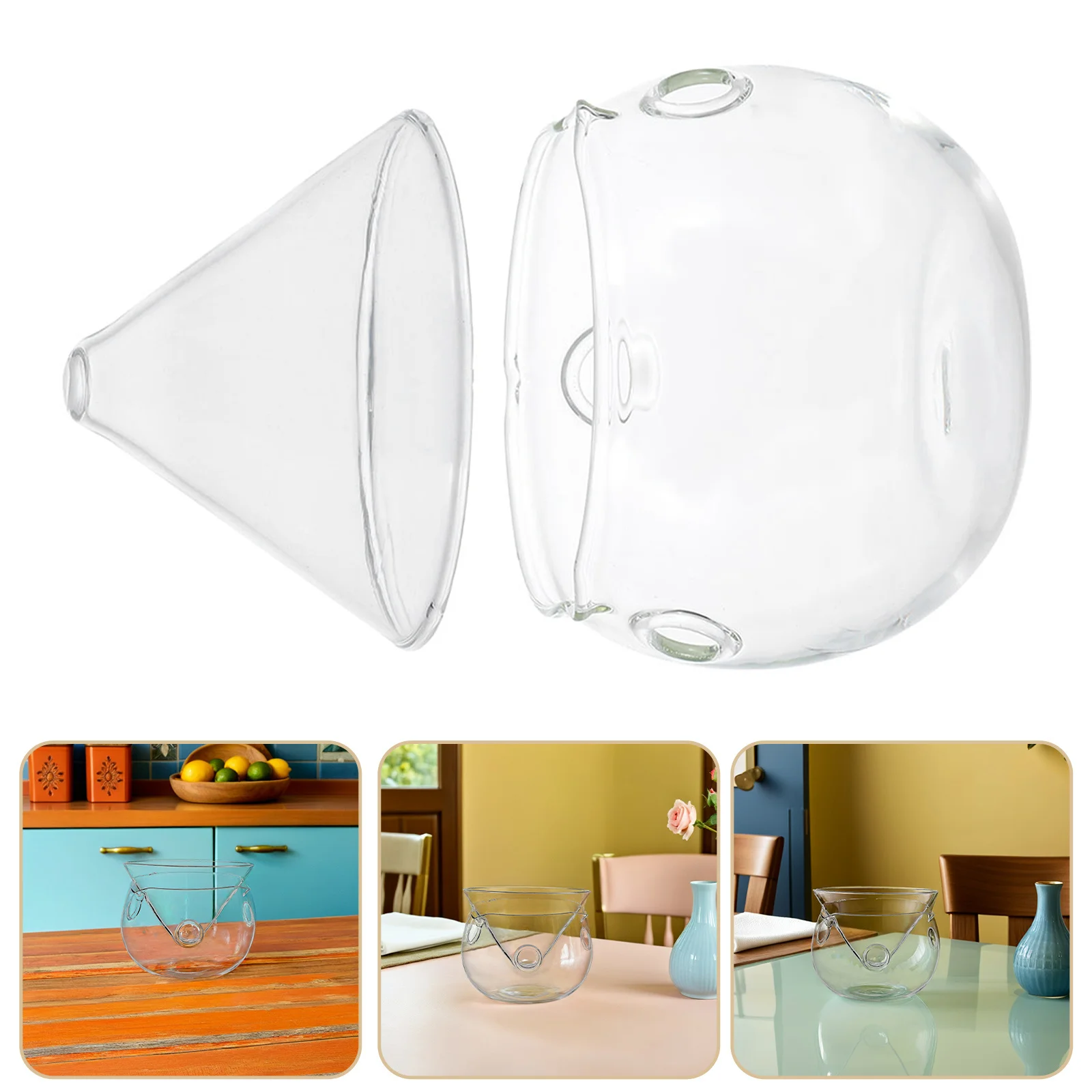 

1Set Bowl with Dry Ice Base Glass Dessert Bowl Clear Fruit Serving Dish for Party Wedding Birthday Celebration Gift