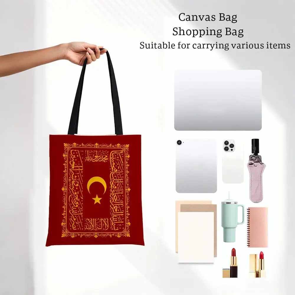 Casual Simple Fashion T-Turkey Red Storage Bags Canvas Bags Series Print Bag Lightweight Shoulder Daily Shopping Bags