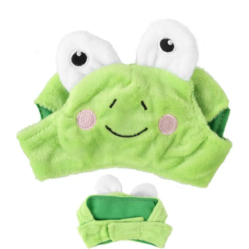 Pet Costume Hat Frog Cartoon Cat Costume Headgear Short Plush Cosplay Hat for Most Small to Medium-Sized Cats and Dogs