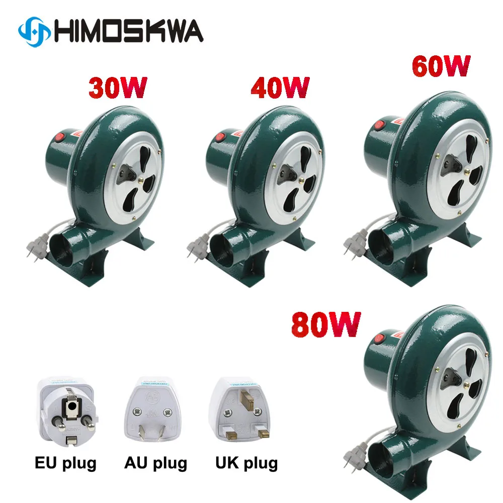 220V~240V household blower Iron Barbecue blower Small centrifugal blower 30W 40W 60W 80W EU Plug adapter Green for barbecue