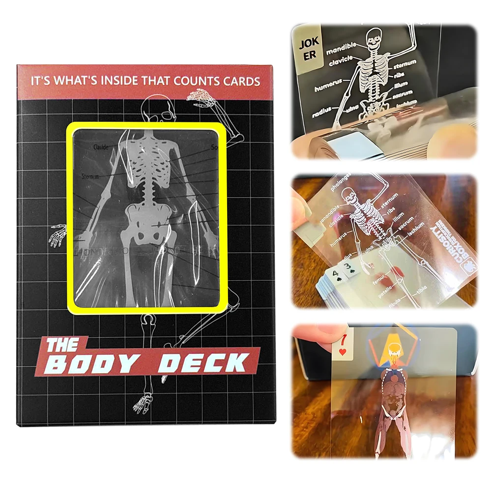 

3D-изображение, обучающие карты, многоразовые забавные анатомические покерные многоцелевые прозрачные игральные карты для анатомических энтузиастов